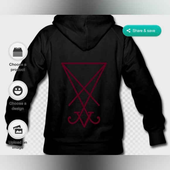 Unisex Black & Deep Red Baphomet Satanic Hoodie💀 Size XL - Picture 5 of 15